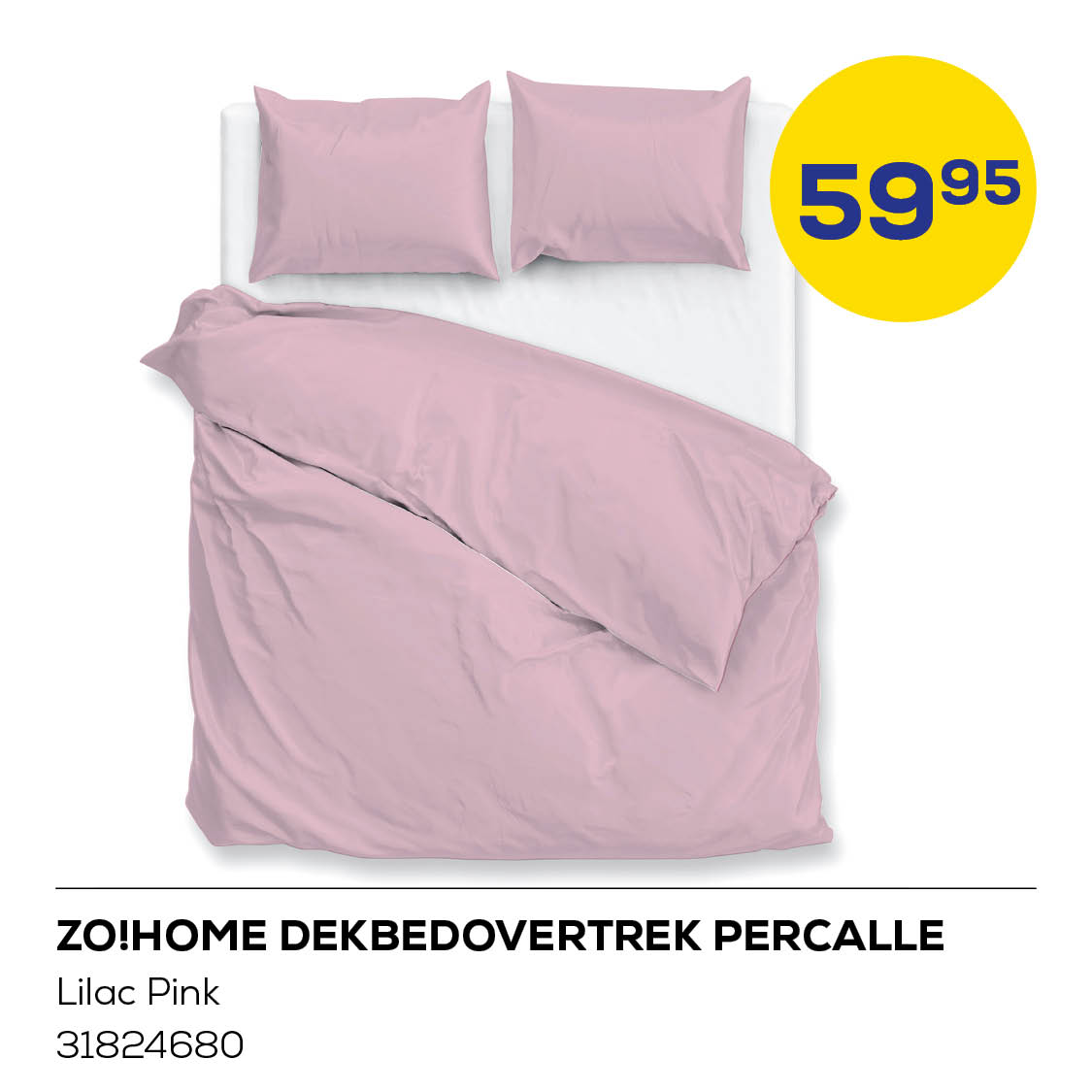 Zo!Home Dekbedovertrek Percalle 200x220 cm - Katoen - Lilac Pink